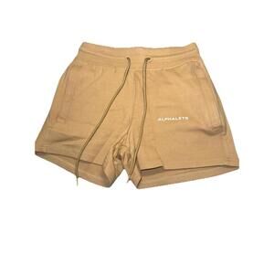 Alphalete Shorts women XS Essential Core cotton NWT Beige Safari gym performance